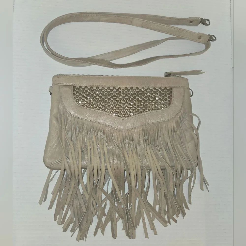 Cleobella Tan Fringe Crossbody Bag